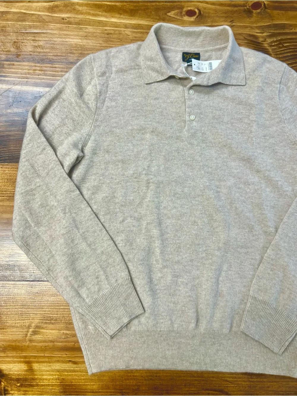 J. Crew Men’s Cashmere collared sweater-polo in Hthr Birch Size Small NWT